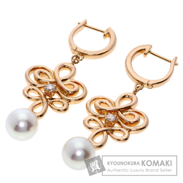 MIKIMOTO ミキモト アコヤパール 真珠 ダイヤモンド ピアス K18