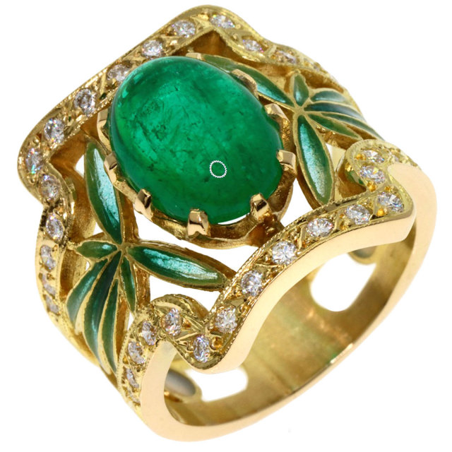 MASRIERA マリエラ 七宝 カボション エメラルド ダイヤモンド リング