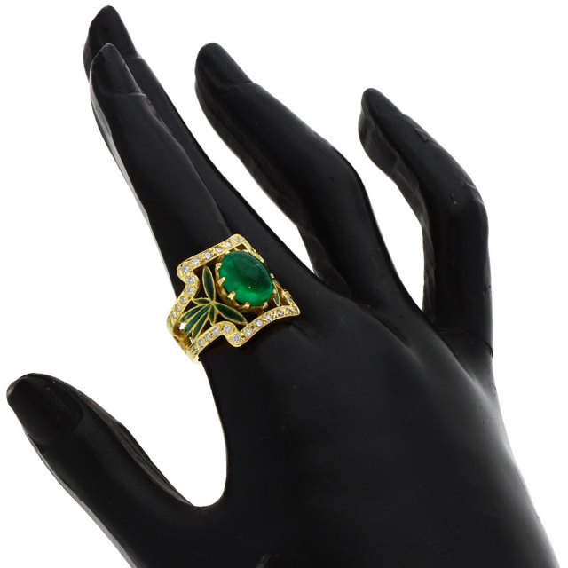 MASRIERA マリエラ 七宝 カボション エメラルド ダイヤモンド リング