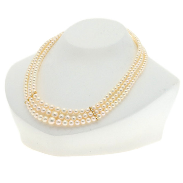 最終価格❣️❣️MIKIMOTOダイヤモンドベビーパールWゴールドパールネックレス MIKIMOTO ミキモト ベビーパール 真珠 ダイヤモンド 3連