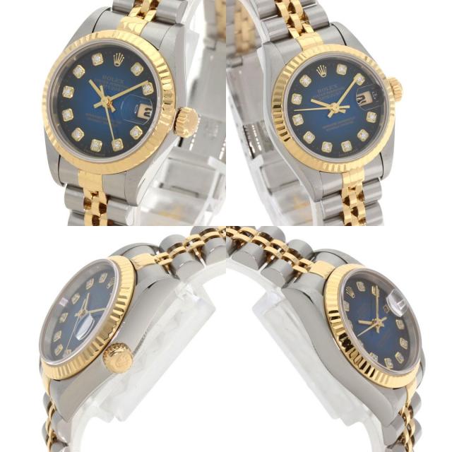 ロレックス 腕時計 デイトジャスト 10P ダイヤモンド ブルーグラデーション