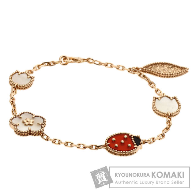 Van Cleef & Arpels ラッキー スプリング ブレスレット Lucky Spring bracelet, 5 motifs 18K rose gold, Carnelian