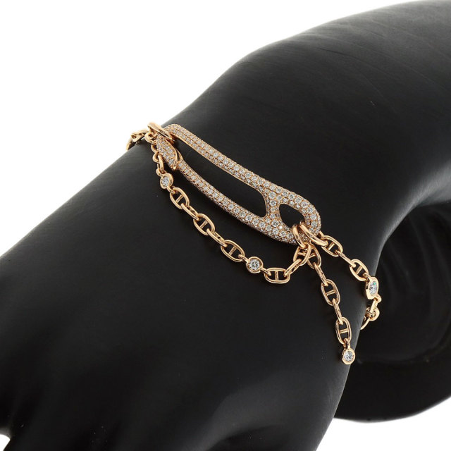 新品同様　ギャラ付き　エルメス　K18 シェーヌダンクル ダイヤ ブレス　完備 新品同様 ギャラ付き エルメス K18 シェーヌダンクル ダイヤ ブレス