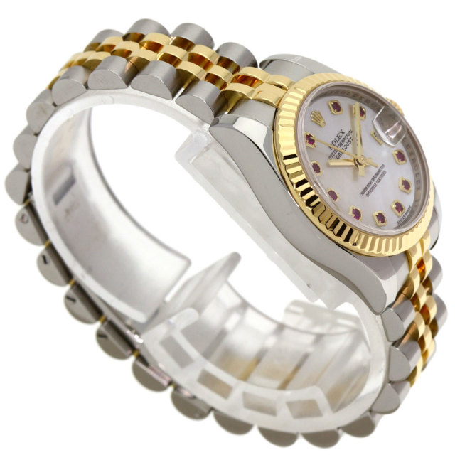 ロレックス デイトジャスト K18YG×SS 179173 2コマセット ROLEX ロレックス 179173NGR デイトジャスト 10P ルビー 腕時計