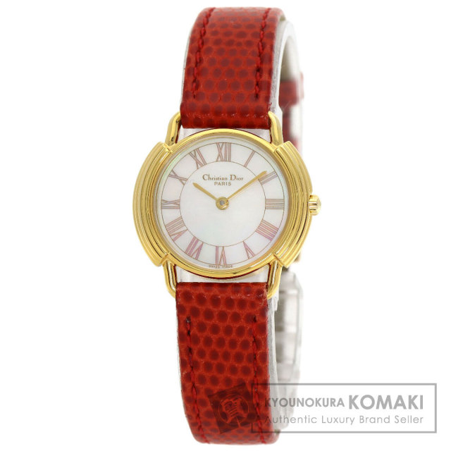 【美品】クリスチャンディオール ゴールド ラウンド レディース 腕時計 755 Dior】クリスチャンディオール 腕時計 48.153 金メッキ ゴールド