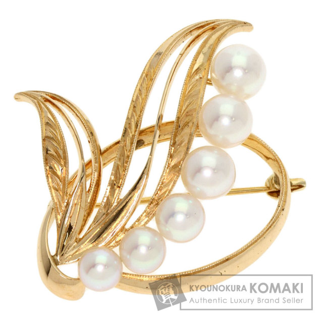 MIKIMOTO ミキモト パール 真珠 ブローチ K14イエローゴールド