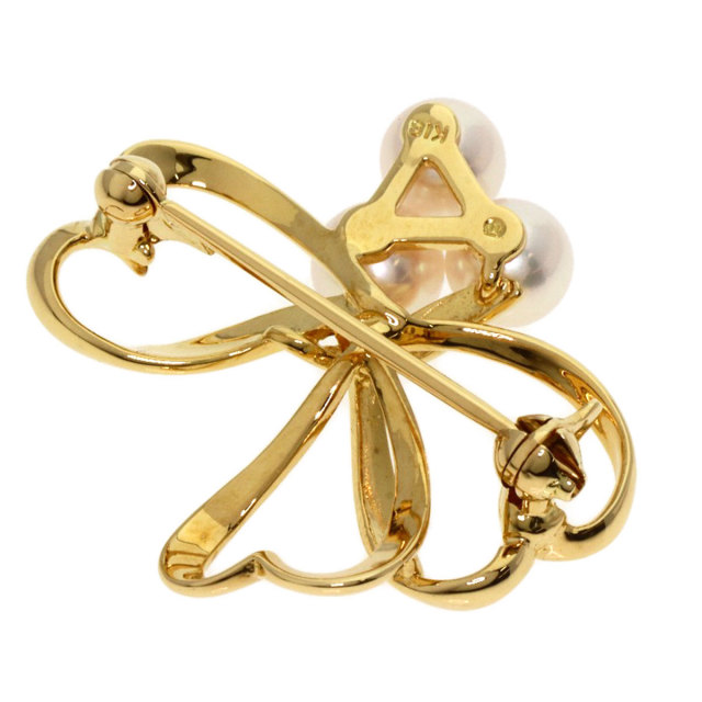 MIKIMOTO ミキモト リボンモチーフ ブローチ K18刻印 真珠 珠径約8.4mm  