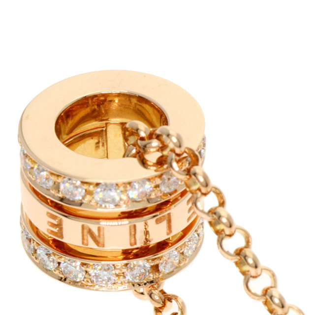 CELINE セリーヌ ロゴ ダイヤモンド ネックレス K18ピンク