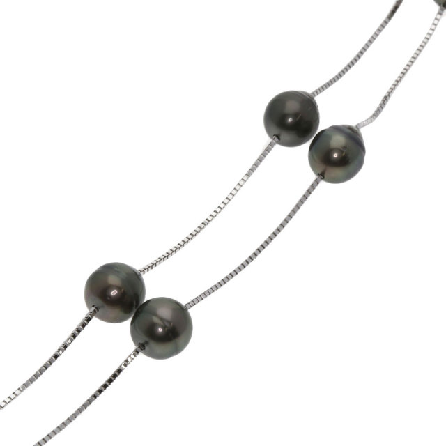 TASAKI タサキ Pt850 サファイア ブラックパール ネックレス TASAKI タサキ ステーション ブラックパール 真珠 ネックレス