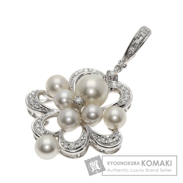 未使用　MIKIMOTO ミキモト　ペンダント　宝石箱モチーフ　K18 パール MIKIMOTO 美品 ミキモト K18 PT950 パール 1Pダイヤモンド