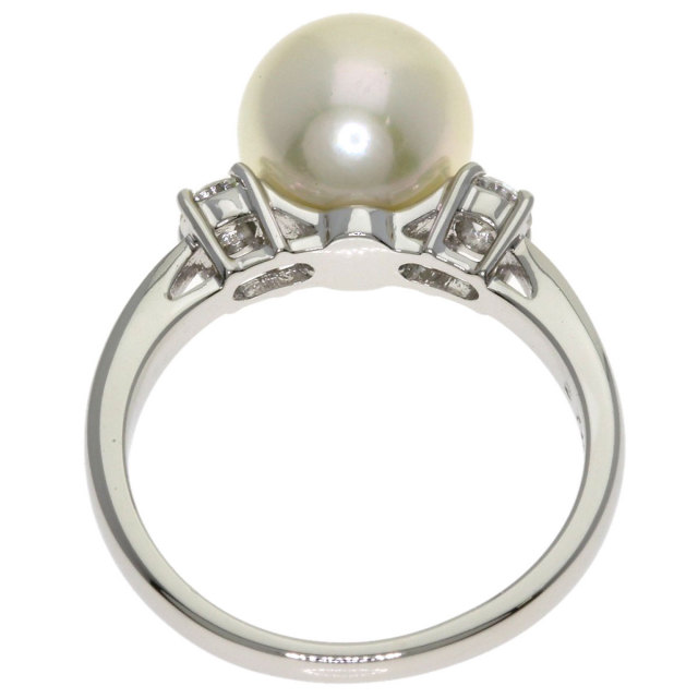 ミキモト Pt950 アコヤ真珠 ダイヤモンド リング 径約8.2mm MIKIMOTO  