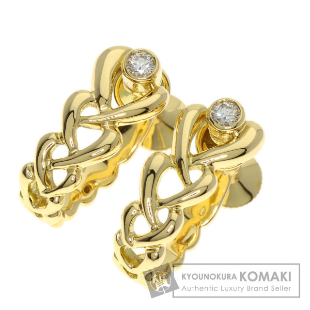 MIKIMOTO ミキモト ハート フープ ダイヤモンド イヤリング K18