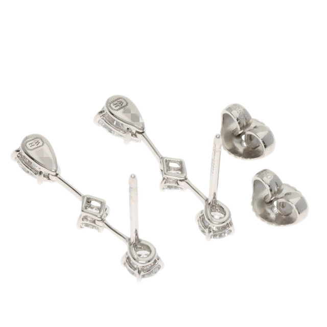 ハリーウィンストン ピアス スリーストーン ワイヤードロップ ダイヤモンド