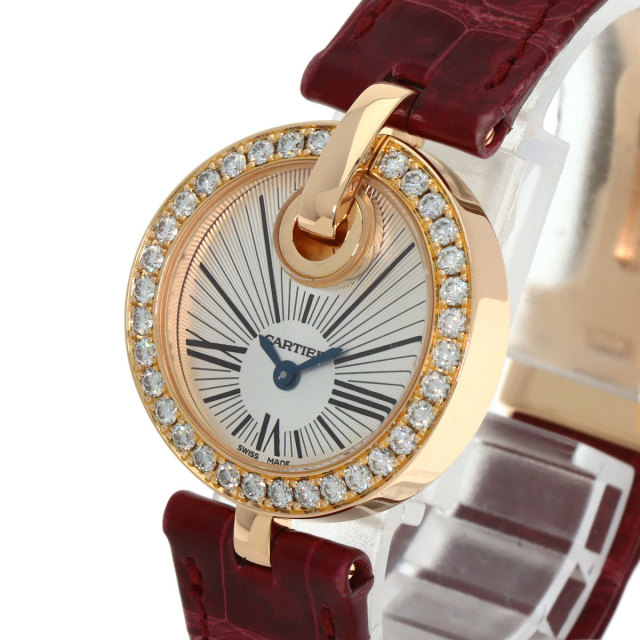 CARTIER カルティエ WG600007 カプティブ ドゥ カルティエ SM  ベゼルダイヤモンド 腕時計 K18PG アリゲーター レディース [中古] CARTIER カルティエ WG600007 カプティブ ドゥ カルティエ SM ベゼル