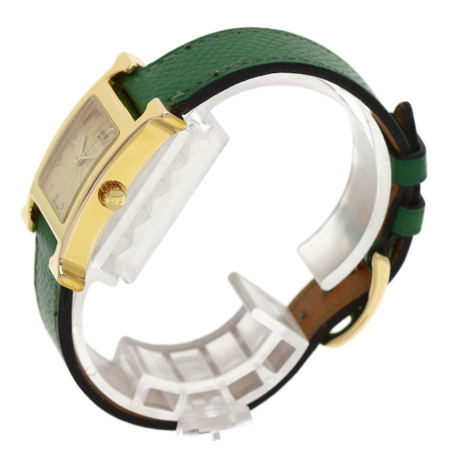 HERMES エルメス HH1.201 Hウォッチ 腕時計 GP/革 レディース [中古