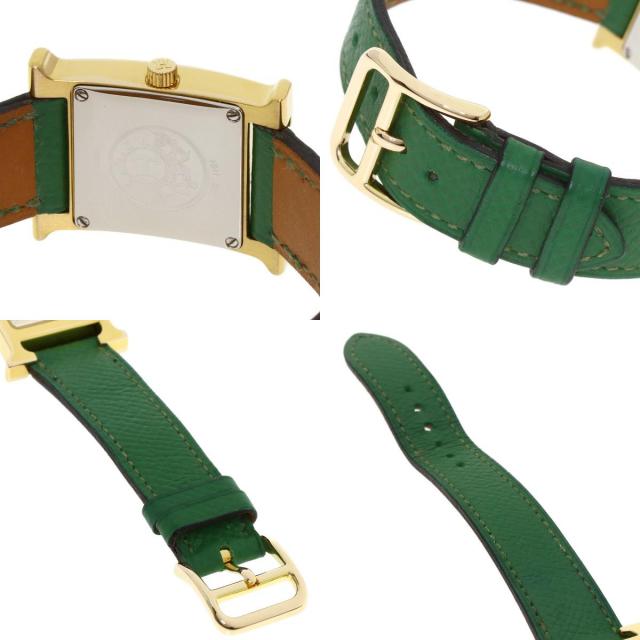 HERMES エルメス HH1.201 Hウォッチ 腕時計 GP/革 レディース [中古