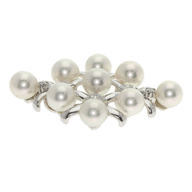 MIKIMOTO ミキモト パール 真珠 ダイヤモンド ブローチ K18