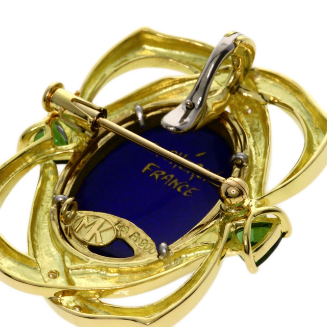 梶光夫 ブローチ エマーユ ミニアチュール ダイヤモンド グリーントルマリン 