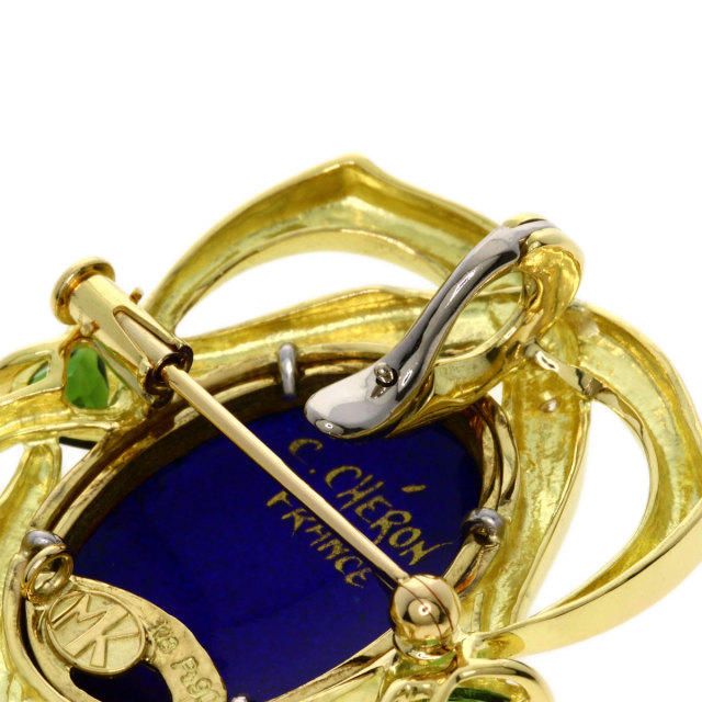 梶光夫 ブローチ エマーユ ミニアチュール ダイヤモンド グリーントルマリン 