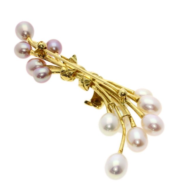 MIKIMOTO ミキモト 淡水パール 真珠 ブローチ K18イエローゴールド