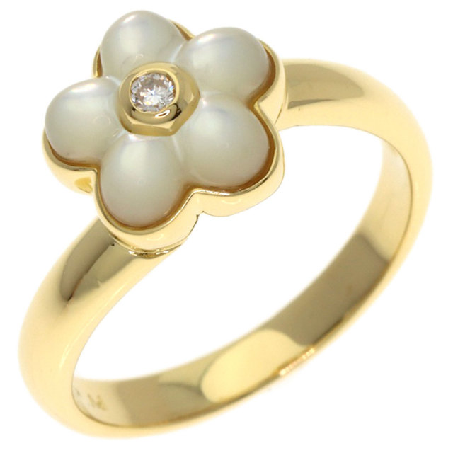 ポンテヴェッキオ　Whiteゴールドダイヤリング　　美品 Ponte Vecchio ポンテヴェキオ フラワー ホワイトシェル ダイヤモンド