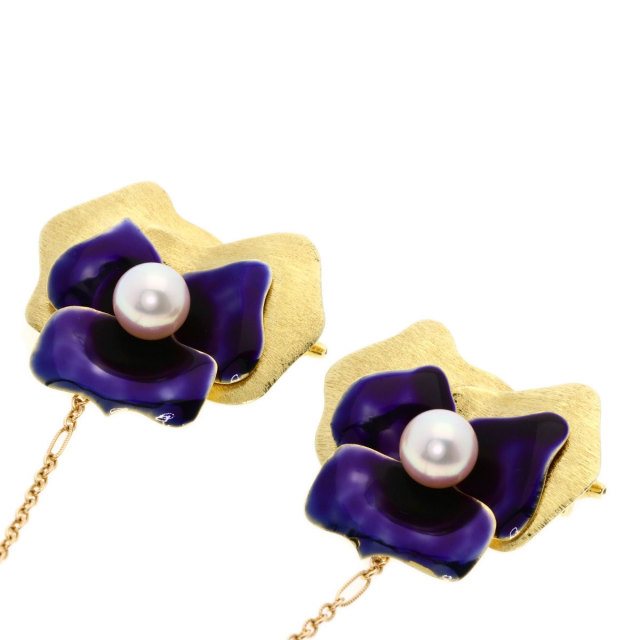 MIKIMOTO ミキモト アコヤパール 真珠 チェーンブローチ ブローチ K14