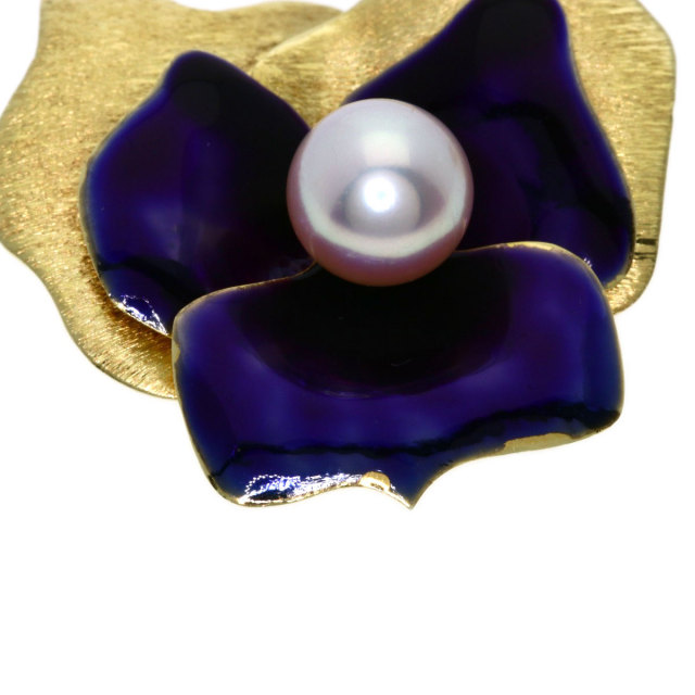 MIKIMOTO ミキモト アコヤパール 真珠 チェーンブローチ ブローチ K14