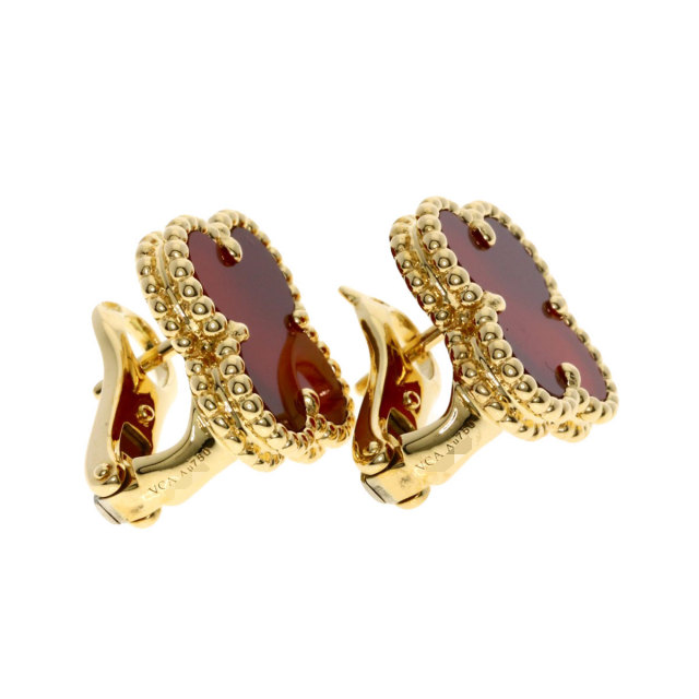 美品 ヴァンクリーフ&アーペル ヴィンテージアルハンブラ カーネリアン ヴィンテージ アルハンブラ ペンダント 18K イエローゴールド