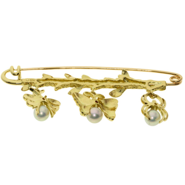 MIKIMOTO ミキモト 蝶 蜘蛛 蜂 モチーフ パール 真珠 ブローチ K18