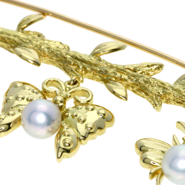 MIKIMOTO ミキモト 蝶 蜘蛛 蜂 モチーフ パール 真珠 ブローチ K18
