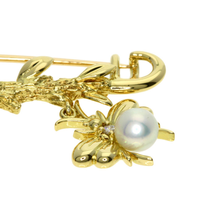 MIKIMOTO ミキモト 蝶 蜘蛛 蜂 モチーフ パール 真珠 ブローチ K18