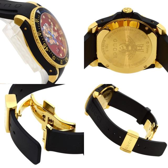 GUCCI グッチ 136.3 DIVE 三匹の子豚 腕時計 GP/ラバー メンズ [中古