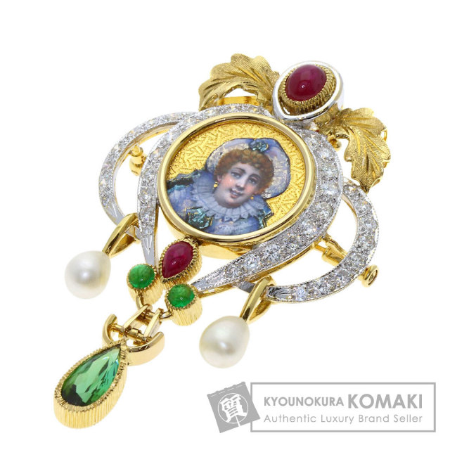 梶光夫 ブローチ エマーユ マルチストーン