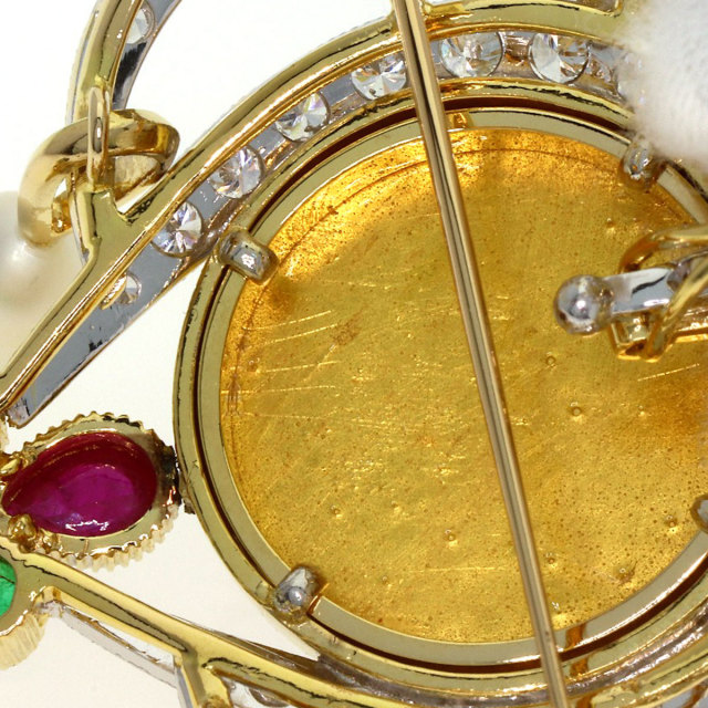 梶光夫 ブローチ エマーユ マルチストーン