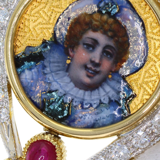 梶光夫 ブローチ エマーユ マルチストーン