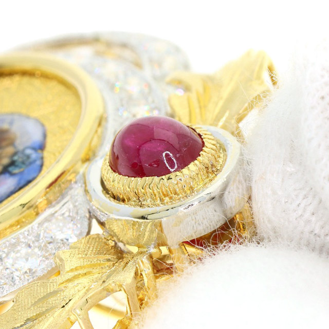 梶光夫 ブローチ エマーユ マルチストーン