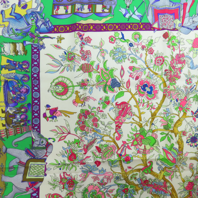 HERMES エルメス カレ90 眩惑のインド スカーフ シルク レディース 