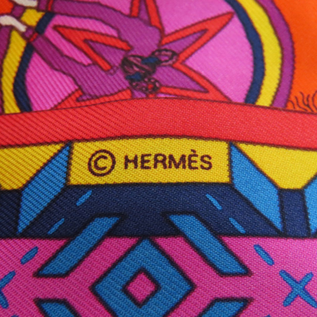 エルメス HERMES ツイリー スカーフ 紫 黄色 オレンジ ピンク エルメス HERMES ツイリー スカーフ 紫 黄色 オレンジ ピンク