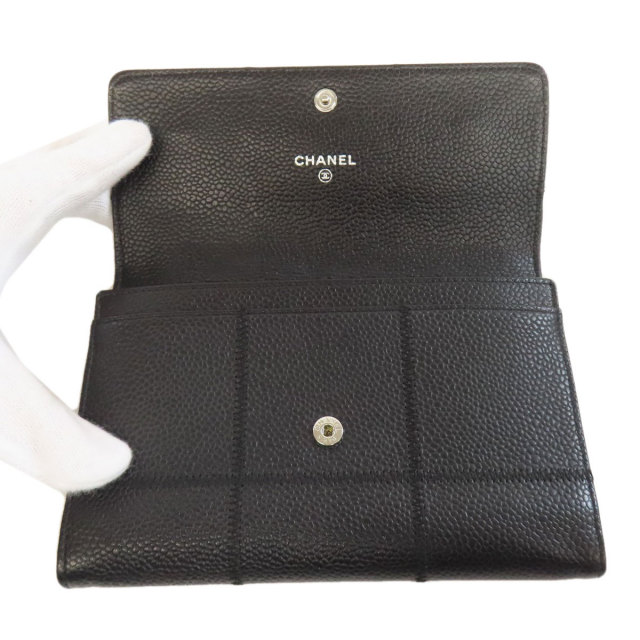 CHANEL シャネル チョコバー シルバー金具 二つ折り財布（小銭入れあり 