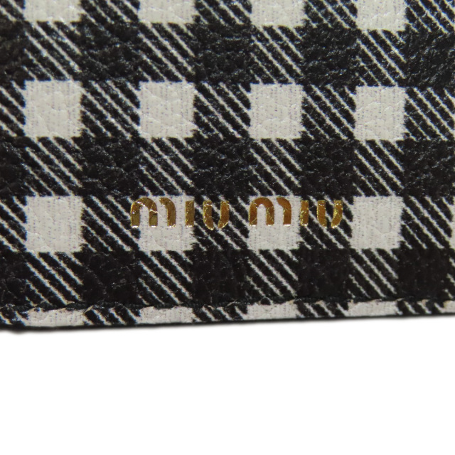 ミュウミュウ レザー折り財布 チェック柄 MIUMIU miu MIUMIU ミュウミュウ 三つ折り財布 MADRAS マドラス 5MH021