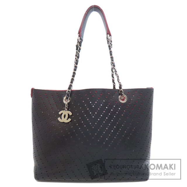 シャネル トートバッグ チェーントート パンチング シルバー金具