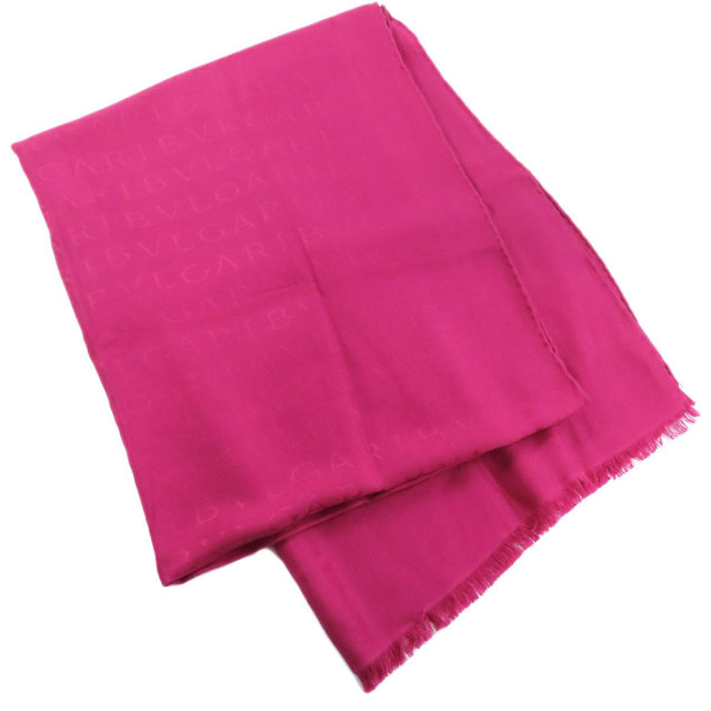 BVLGARI ブルガリ ストール ロゴマニア スカーフ シルク/ウール