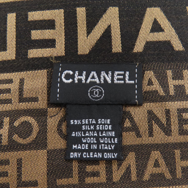 CHANEL シャネル ロゴ総柄 マフラー シルク/ウール レディース [中古