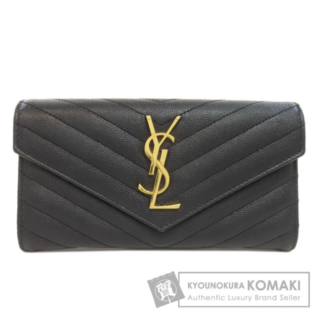YVES SAINT LAURENT イヴ・サンローラン Vステッチ 長財布（小銭入れ  