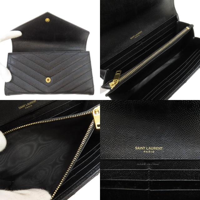 YVES SAINT LAURENT イヴ・サンローラン Vステッチ 長財布（小銭