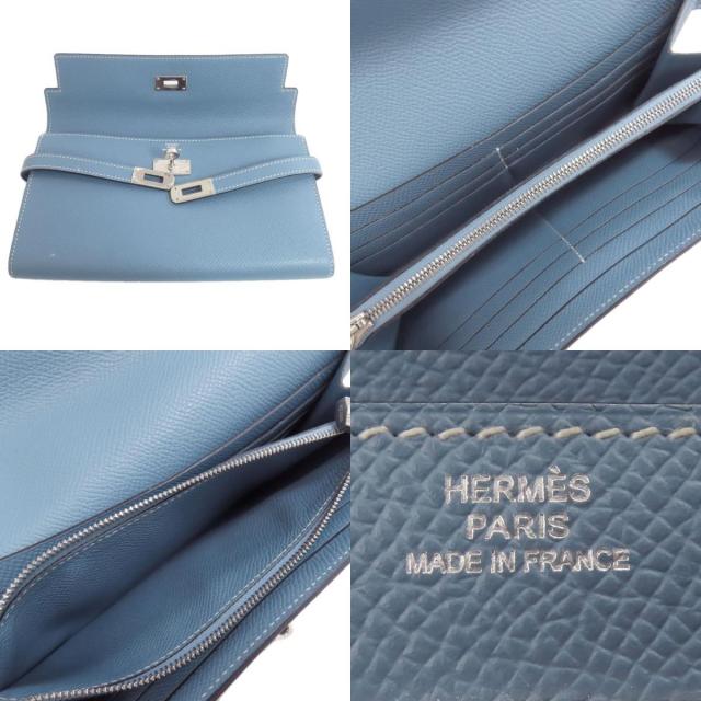 HERMES エルメス　ケリーウォレット ヴォーエプソン ブルージーン シルバー HERMES エルメス ケリーウォレットコンパクト ブルージーン