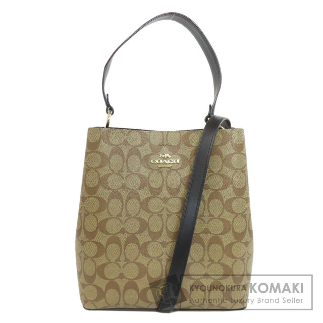 【極美品】コーチ シグネチャー PVC チェーンミニポーチ ハンドバッグ COACH - □極美品□ COACH コーチ ミニシグネチャー PVC×レザー
