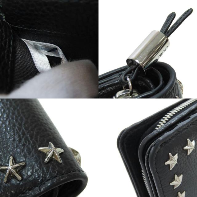 【美品】ジミーチュウ 二つ折り財布 レザー ロゴ スター スタッズ ユニセックス JIMMY CHOO ジミーチュウ 2つ折り財布 スタースタッズ