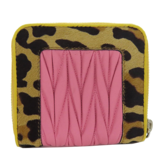 未使用級✨ミュウミュウ 三つ折り財布 マドラス レオパード ヒョウ柄 パープル 未使用級✨ミュウミュウ 三つ折り財布 マドラス レオパード
