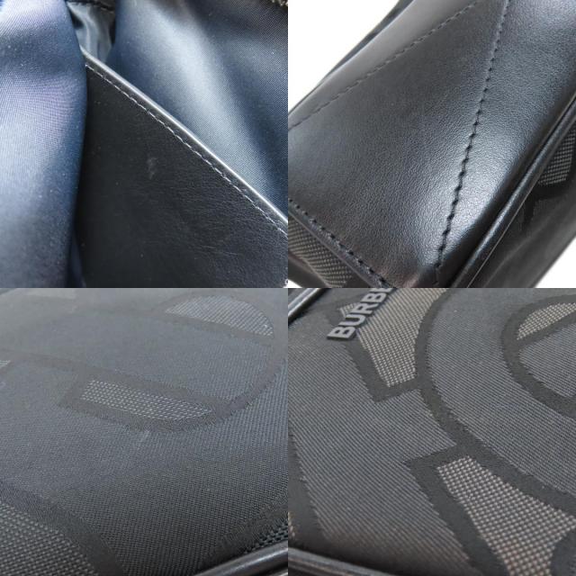 【美品】バーバリー ショルダーバッグ レザー×ナイロン 黒 ホースロゴ総柄 BURBERRY バーバリー Bロゴ 総柄 ショルダーバッグ ナイロン素材
